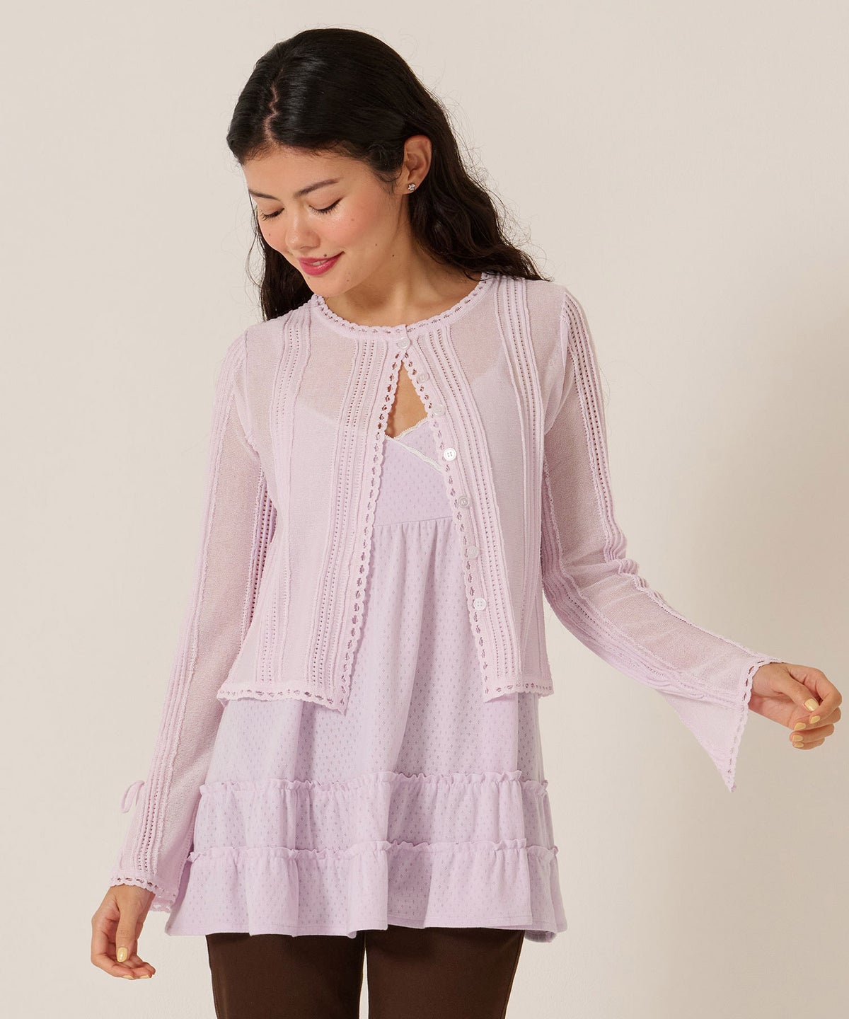 キャミ/トップス/アイレット ヘムフリル カット チュニック TINA：JOJUN