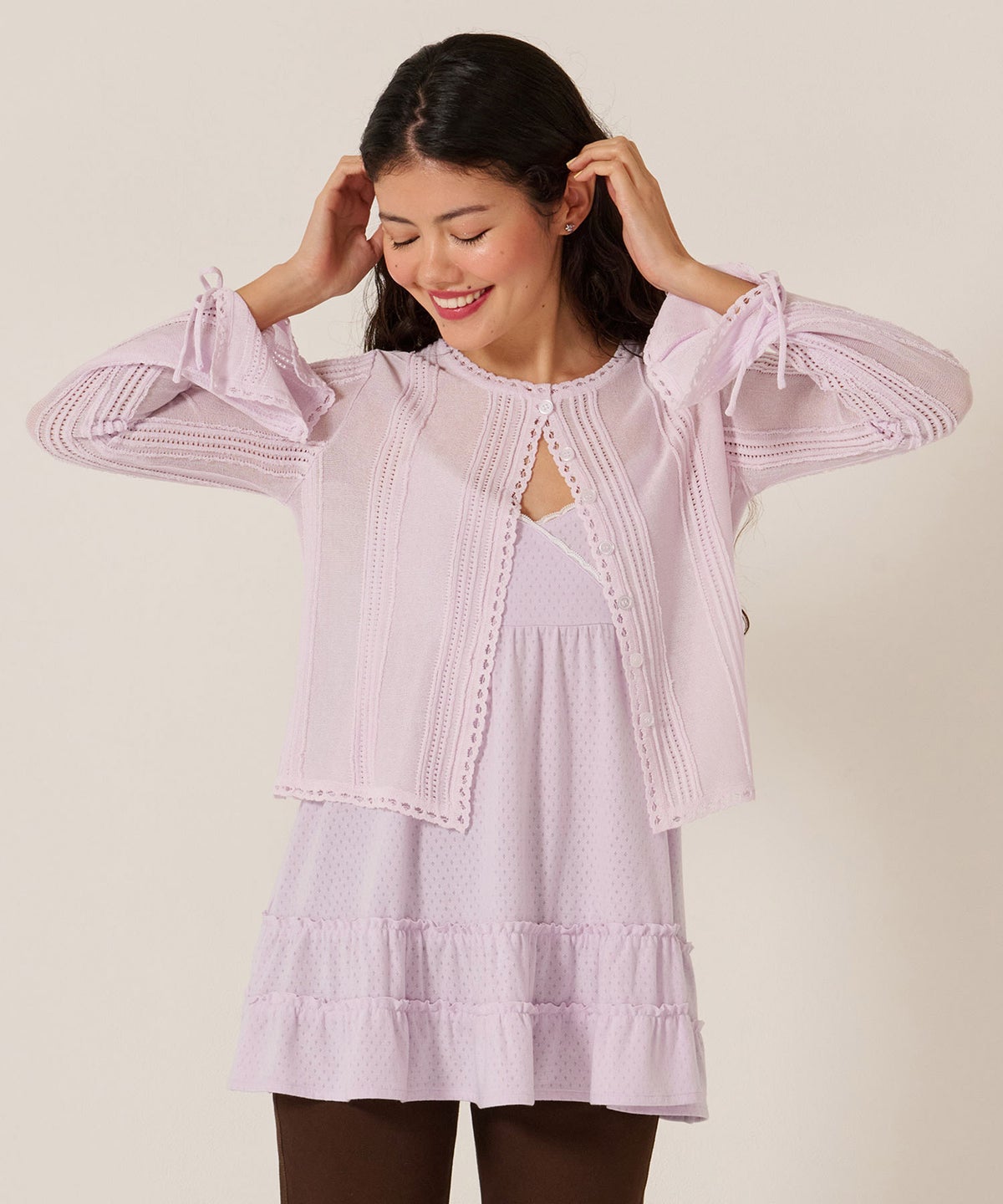 キャミ/トップス/アイレット ヘムフリル カット チュニック TINA：JOJUN