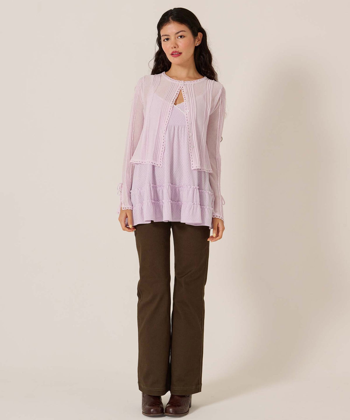 キャミ/トップス/アイレット ヘムフリル カット チュニック TINA：JOJUN