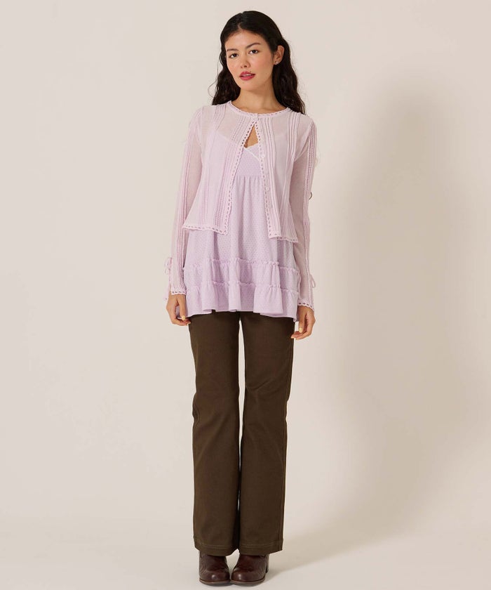 キャミ/トップス/アイレット ヘムフリル カット チュニック TINA：JOJUN