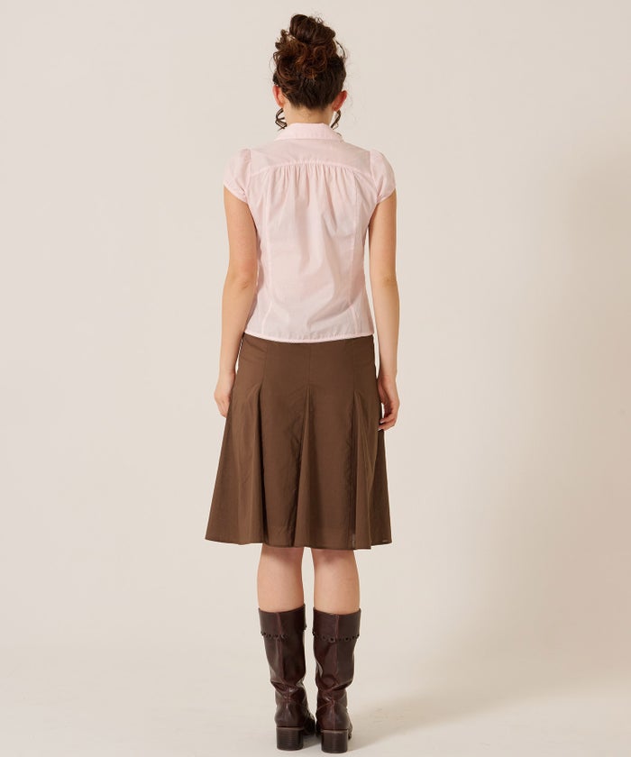 ミディ丈/スカート/リボン/フロント レースアップ フレア スカート TINA：JOJUN