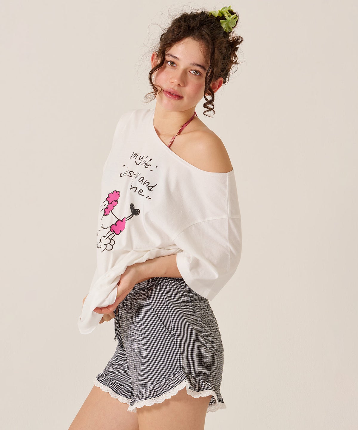 レース/ショートパンツ/リラックス/チェック柄 フリル ショートパンツ TINA：JOJUN