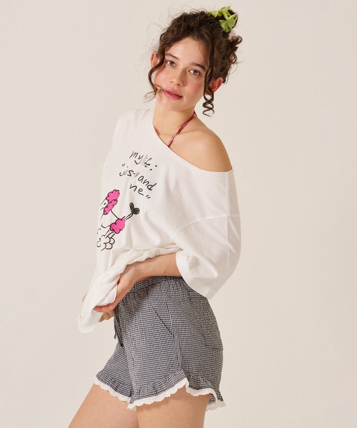 レース/ショートパンツ/リラックス/チェック柄 フリル ショートパンツ TINA：JOJUN