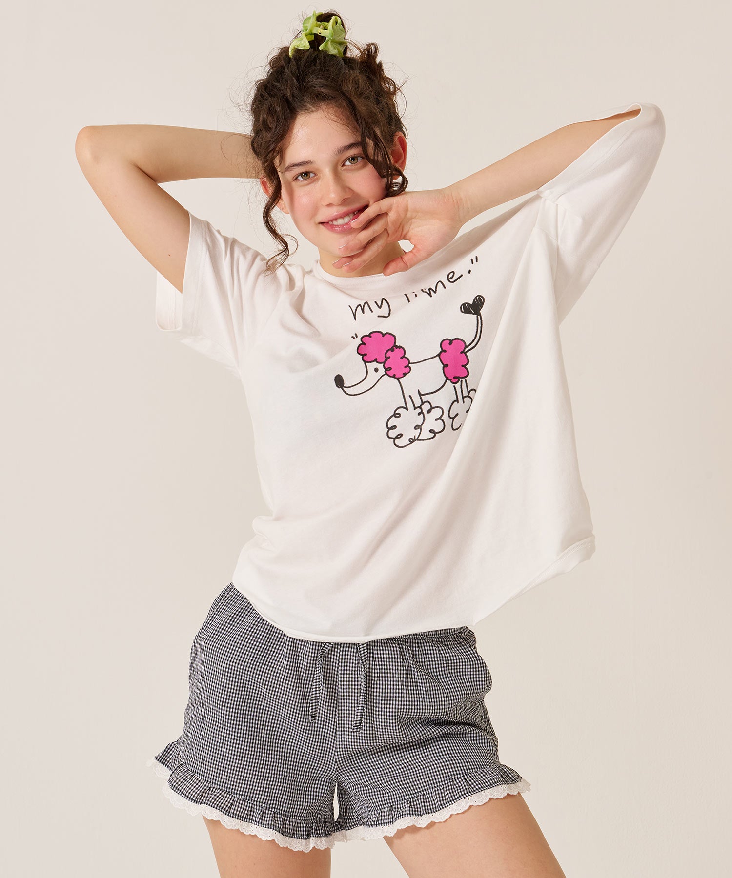 チェック柄 フリル ショートパンツ TINA：JOJUN 全2色｜tnj721-1245【2