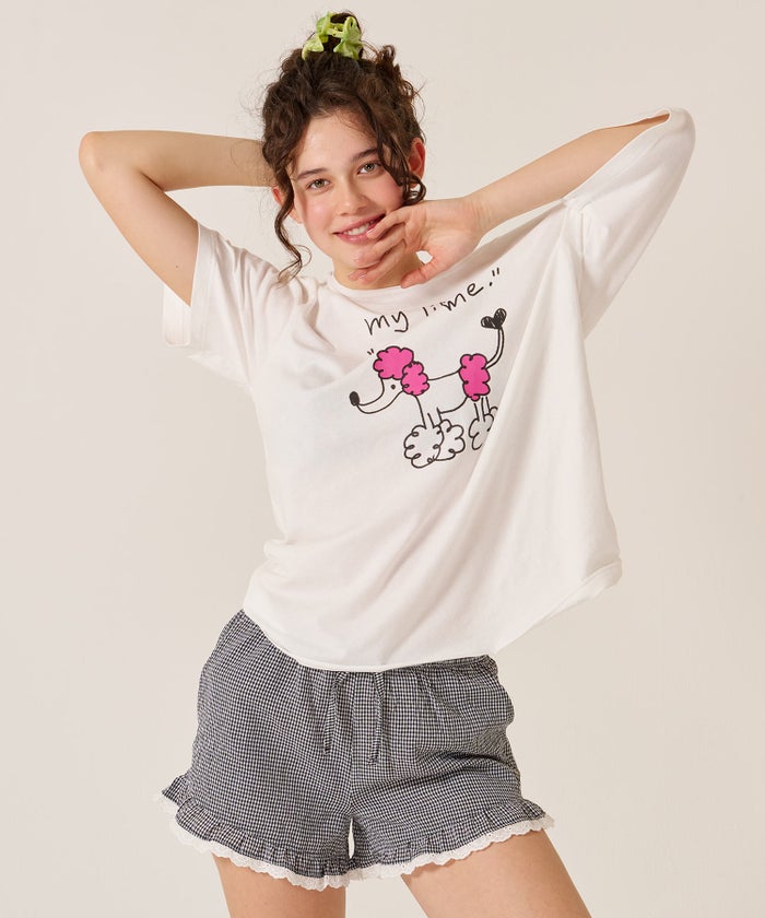 レース/ショートパンツ/リラックス/チェック柄 フリル ショートパンツ TINA：JOJUN