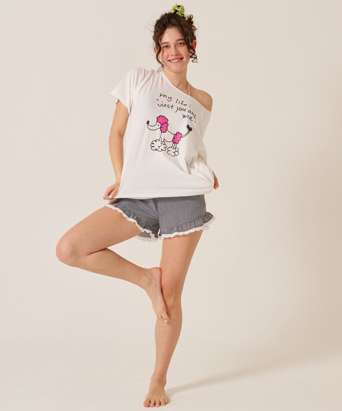 レース/ショートパンツ/リラックス/チェック柄 フリル ショートパンツ TINA：JOJUN