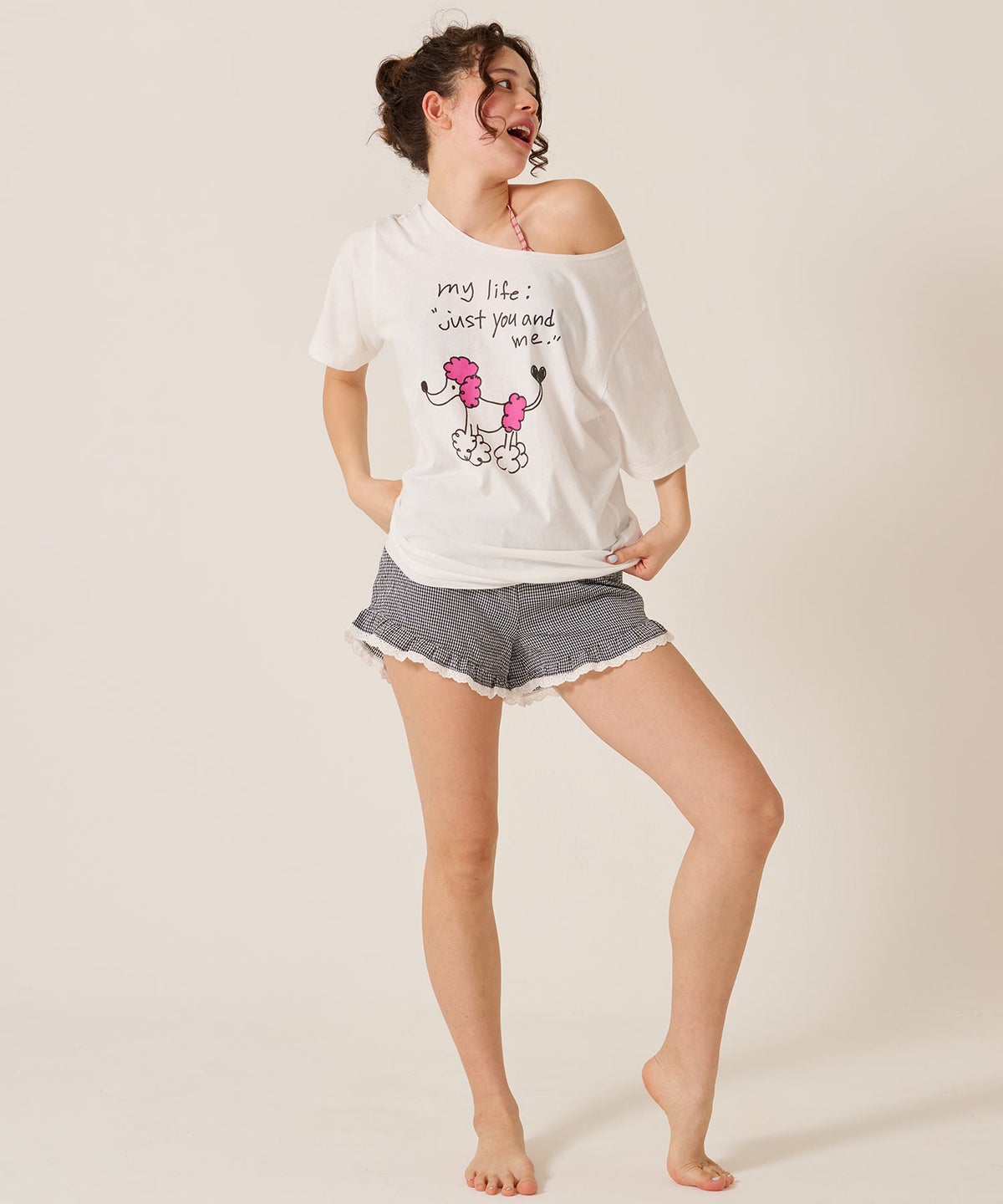 レース/ショートパンツ/リラックス/チェック柄 フリル ショートパンツ TINA：JOJUN