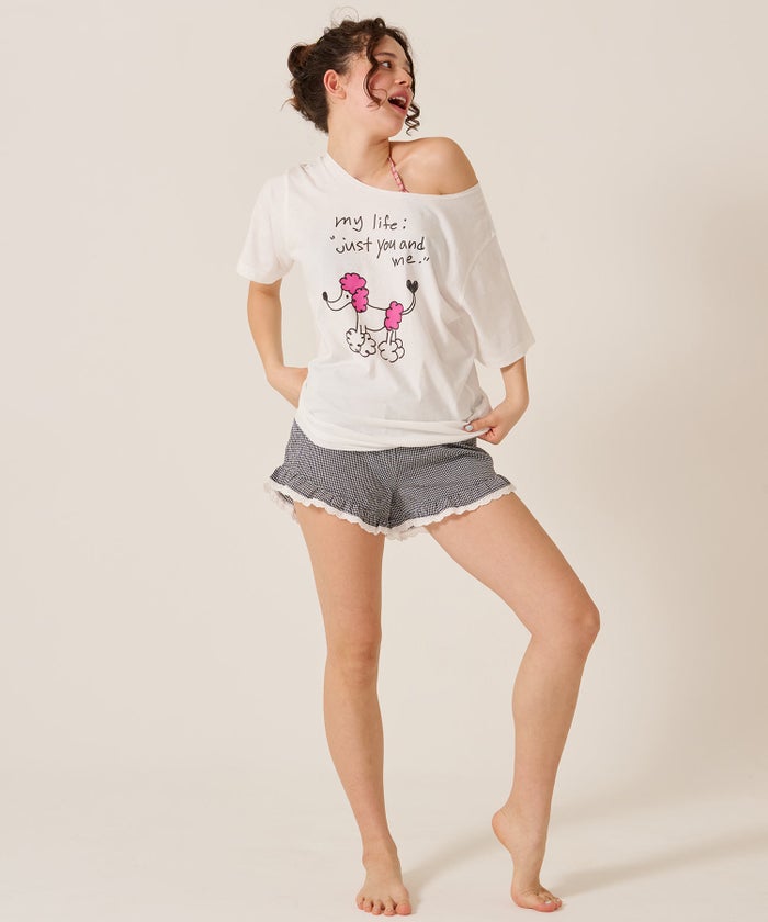 レース/ショートパンツ/リラックス/チェック柄 フリル ショートパンツ TINA：JOJUN