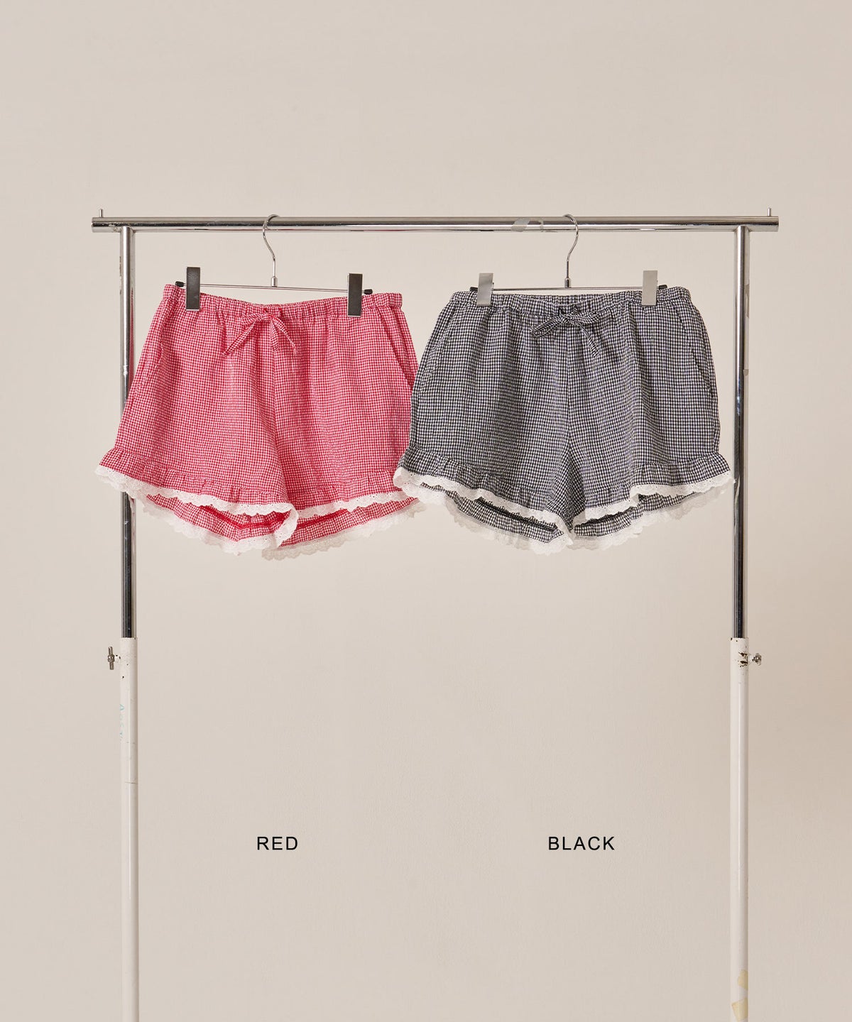 レース/ショートパンツ/リラックス/チェック柄 フリル ショートパンツ TINA：JOJUN
