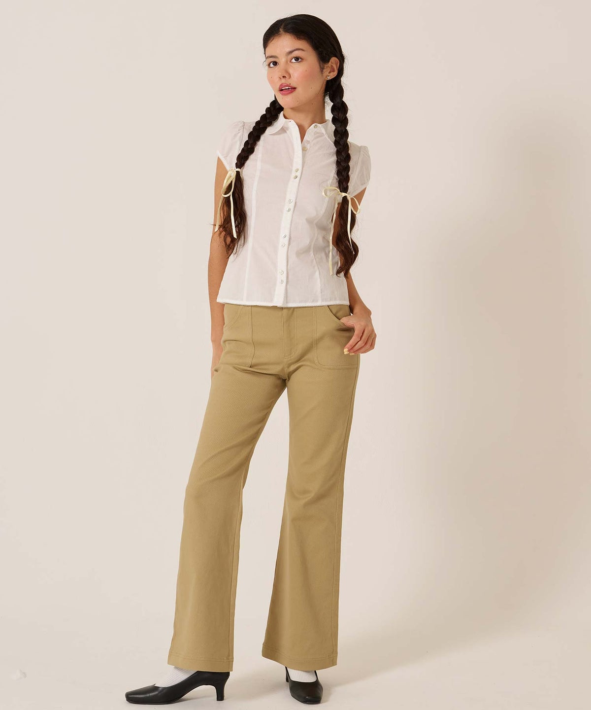 フレア/チノ/インサイド フラワー フレアパンツ TINA：JOJUN