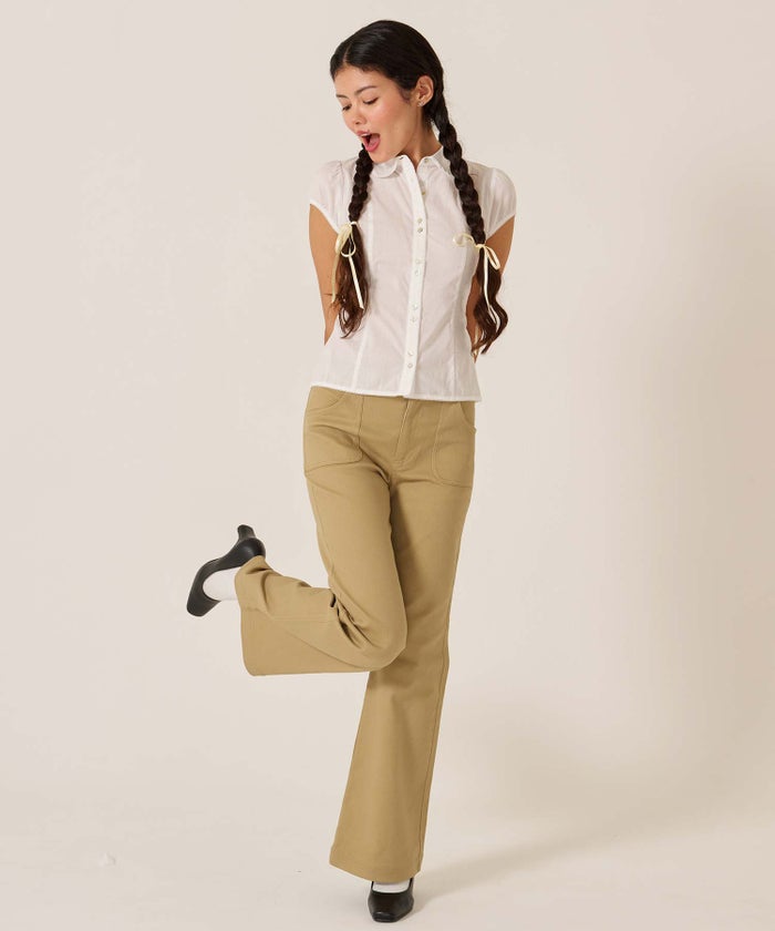 フレア/チノ/インサイド フラワー フレアパンツ TINA：JOJUN