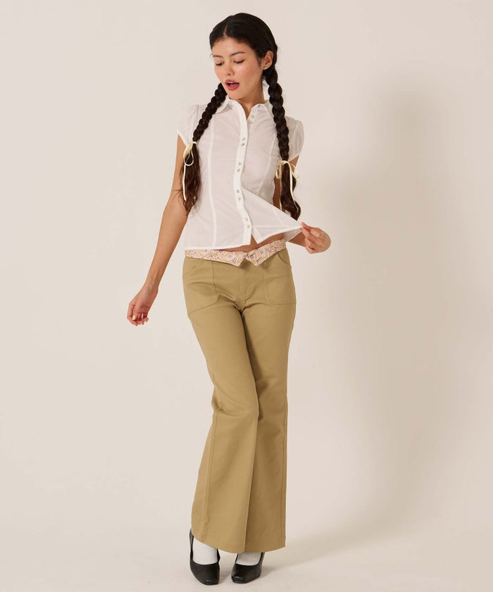 フレア/チノ/インサイド フラワー フレアパンツ TINA：JOJUN