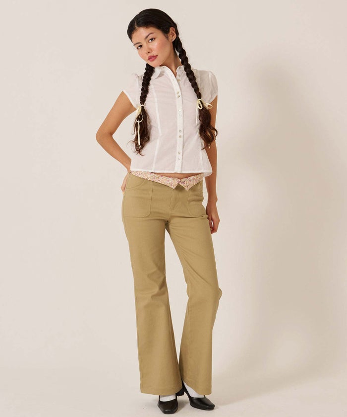 フレア/チノ/インサイド フラワー フレアパンツ TINA：JOJUN