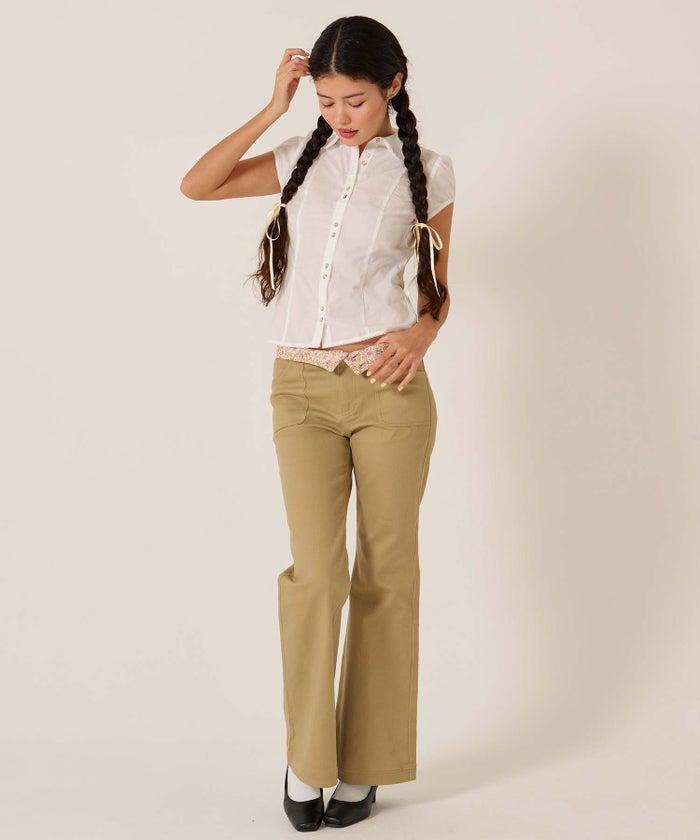 フレア/チノ/インサイド フラワー フレアパンツ TINA：JOJUN