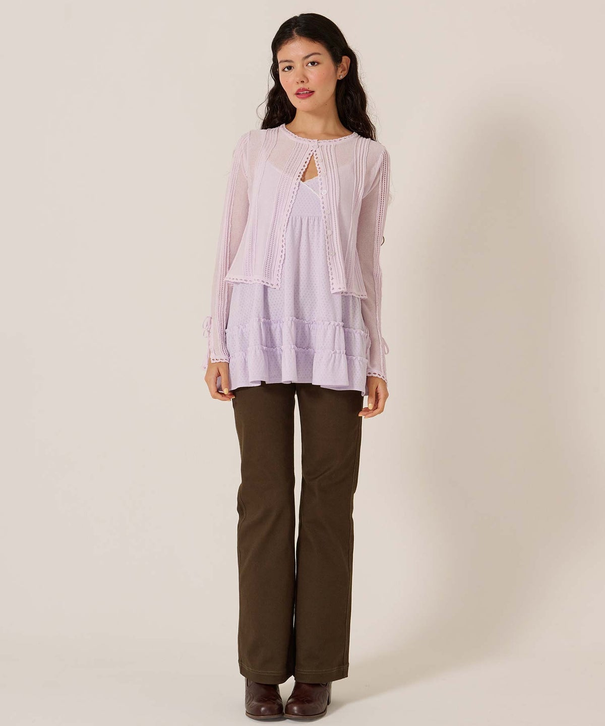 フレア/チノ/インサイド フラワー フレアパンツ TINA：JOJUN