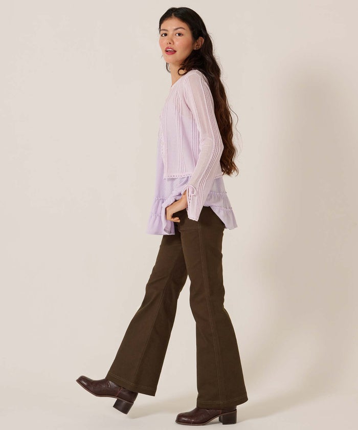 フレア/チノ/インサイド フラワー フレアパンツ TINA：JOJUN