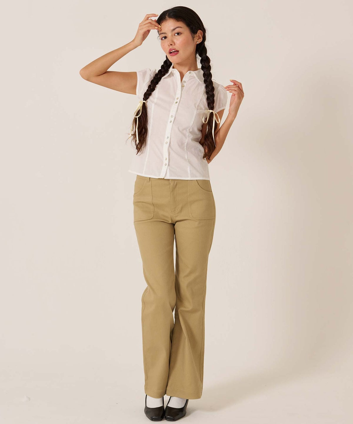 フレア/チノ/インサイド フラワー フレアパンツ TINA：JOJUN