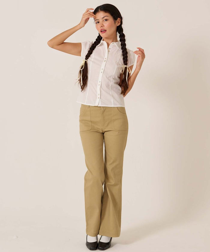 フレア/チノ/インサイド フラワー フレアパンツ TINA：JOJUN