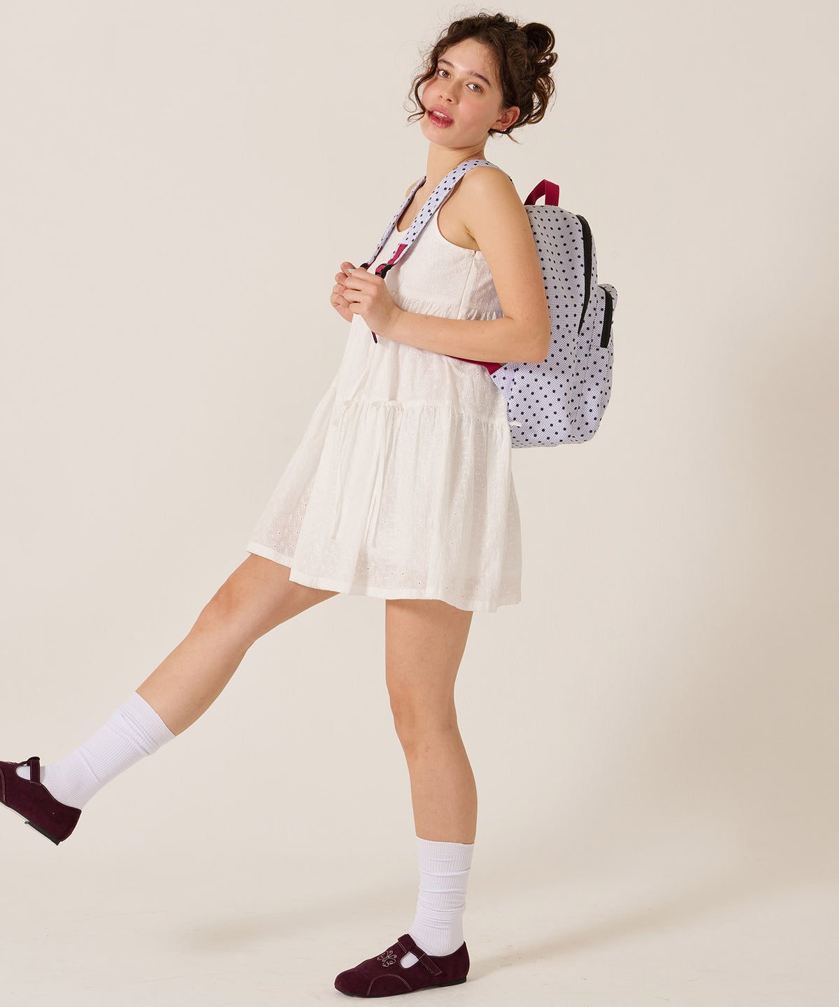 バッグ/リュック/ドット/ミックス ドット プリント リュック TINA：JOJUN