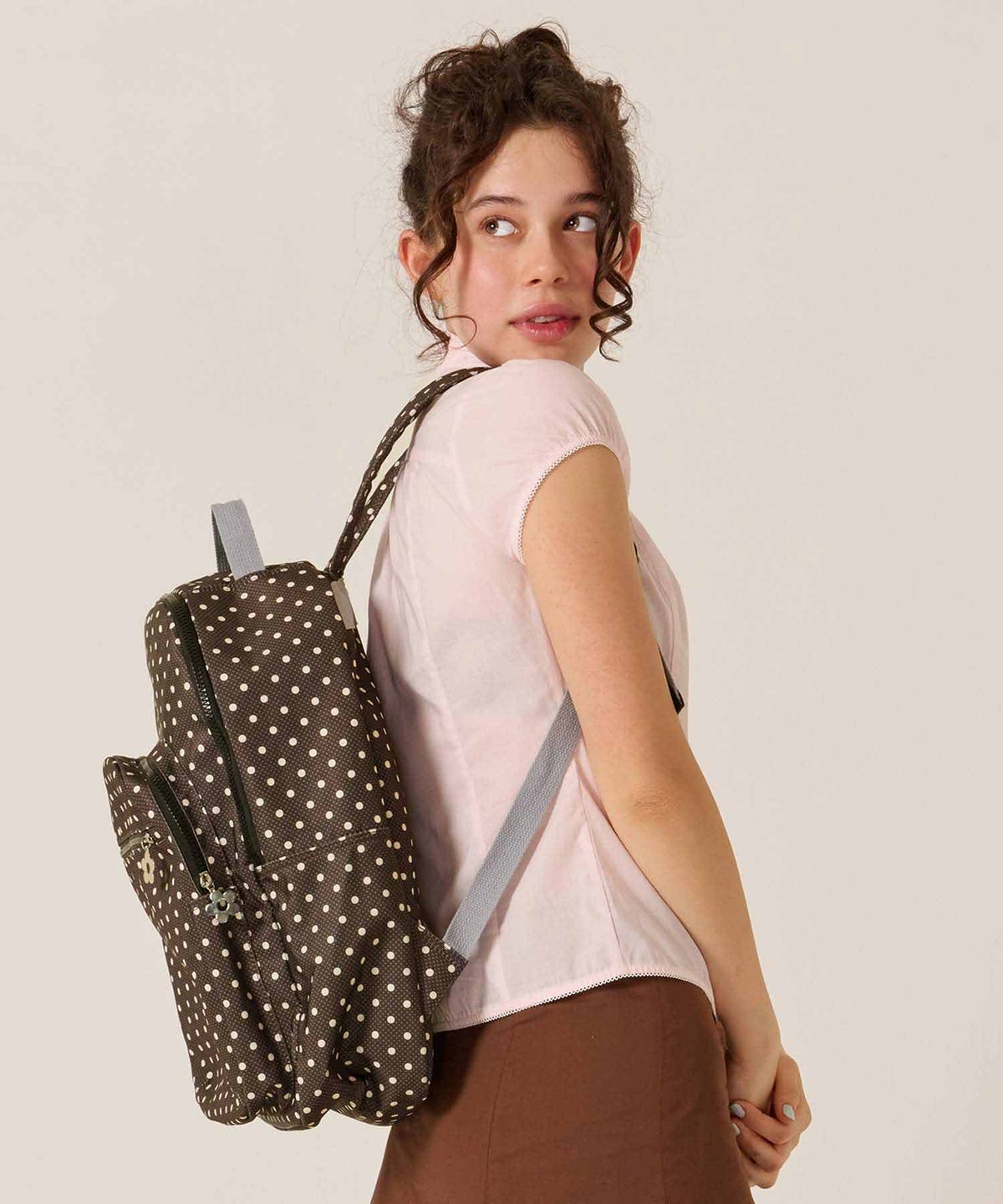 バッグ/リュック/ドット/ミックス ドット プリント リュック TINA：JOJUN