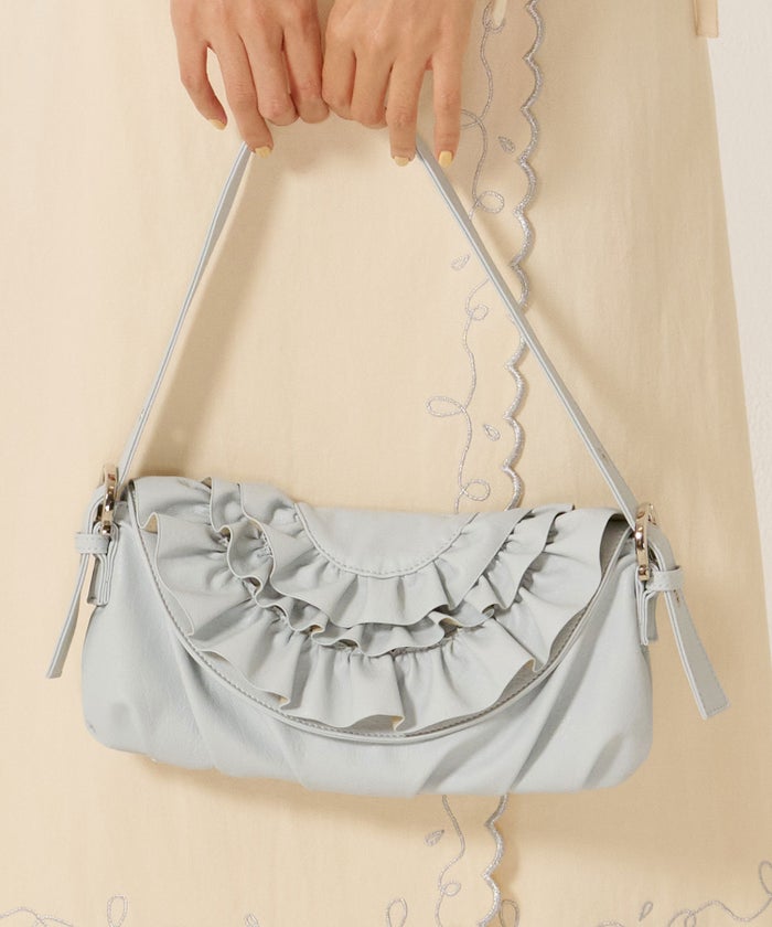 バッグ/カバン/ハンドバッグ/フェイクレザー フリル フラップ ミニバッグ TINA：JOJUN