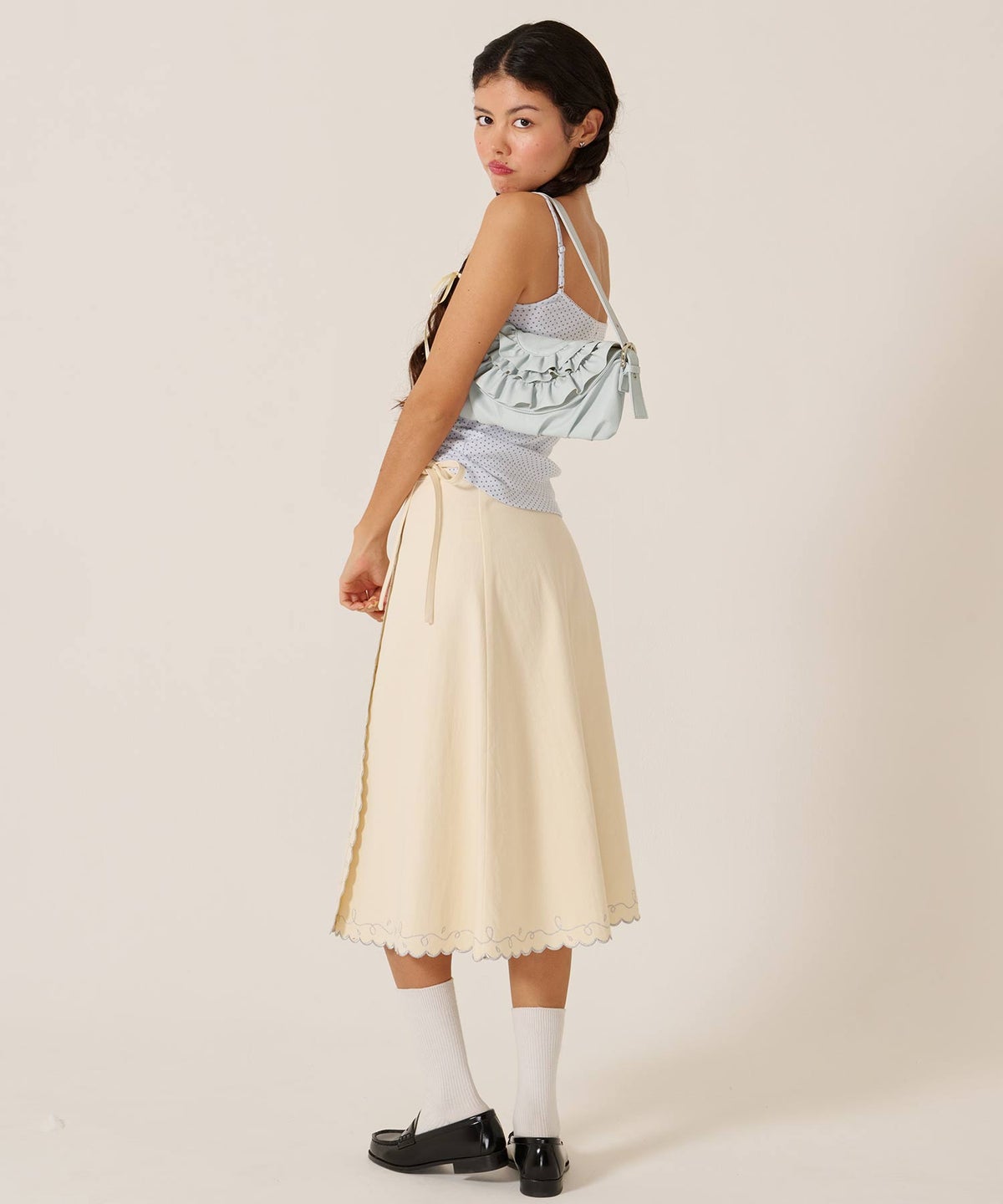 バッグ/カバン/ハンドバッグ/フェイクレザー フリル フラップ ミニバッグ TINA：JOJUN