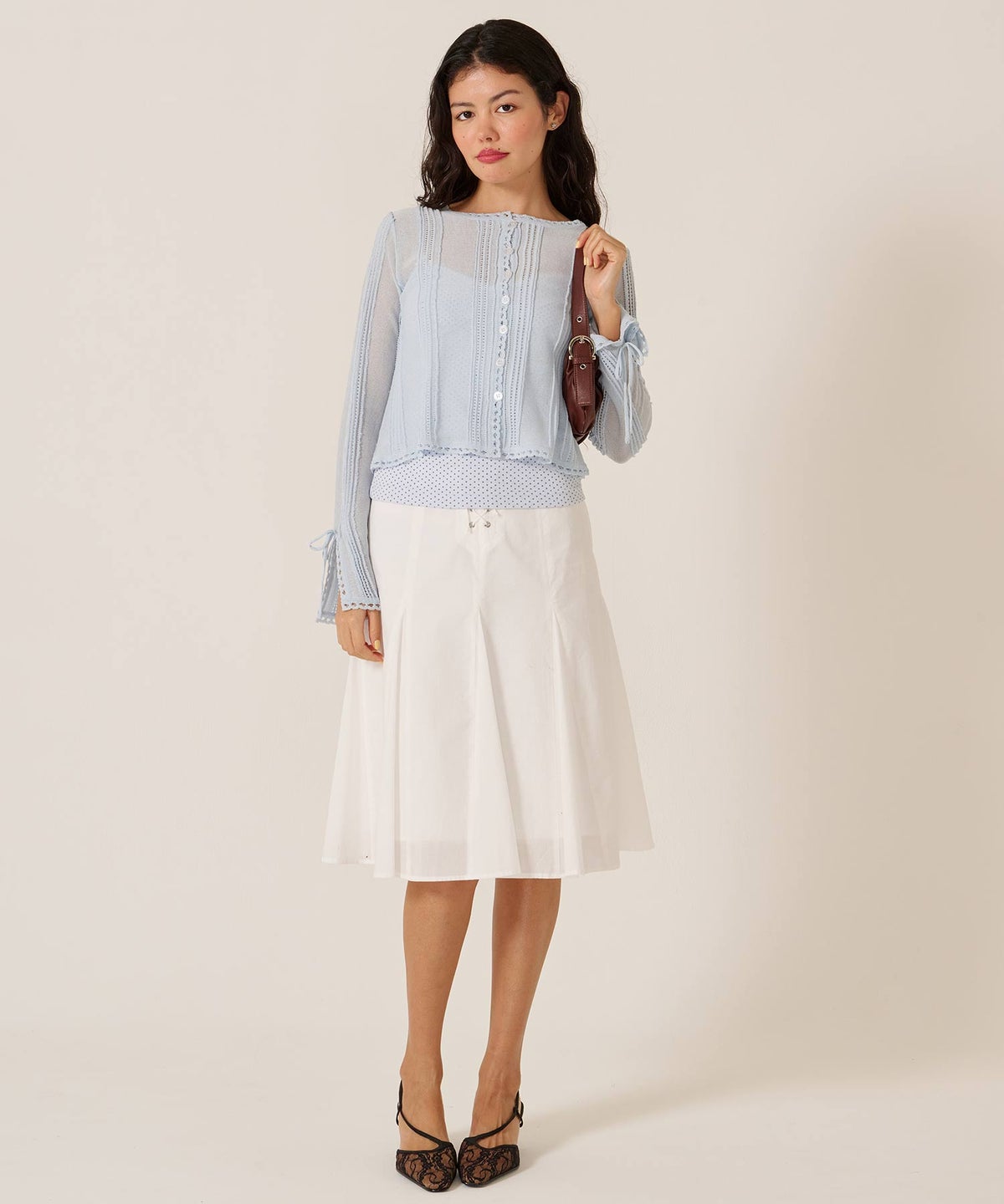 バッグ/カバン/ハンドバッグ/フェイクレザー フリル フラップ ミニバッグ TINA：JOJUN