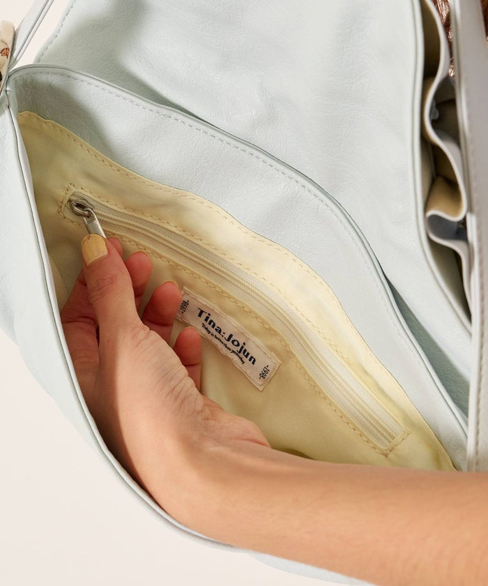 バッグ/カバン/ハンドバッグ/フェイクレザー フリル フラップ ミニバッグ TINA：JOJUN