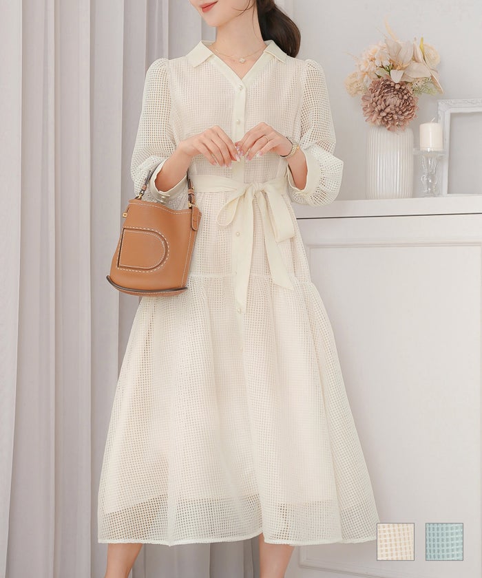  オープンカラー レース シャツ ワンピース le reve vaniller