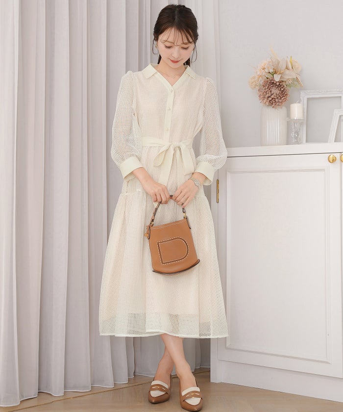 ワンピース レース メッシュレース 上品 エレガント 大人 きれいめ パール