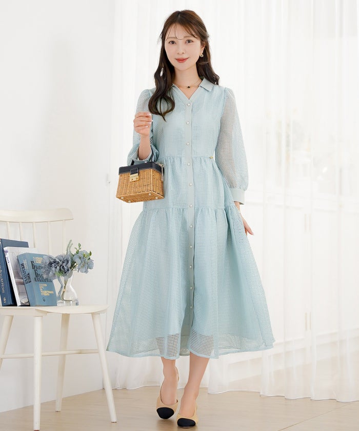 ワンピース レース メッシュレース 上品 エレガント 大人 きれいめ パール