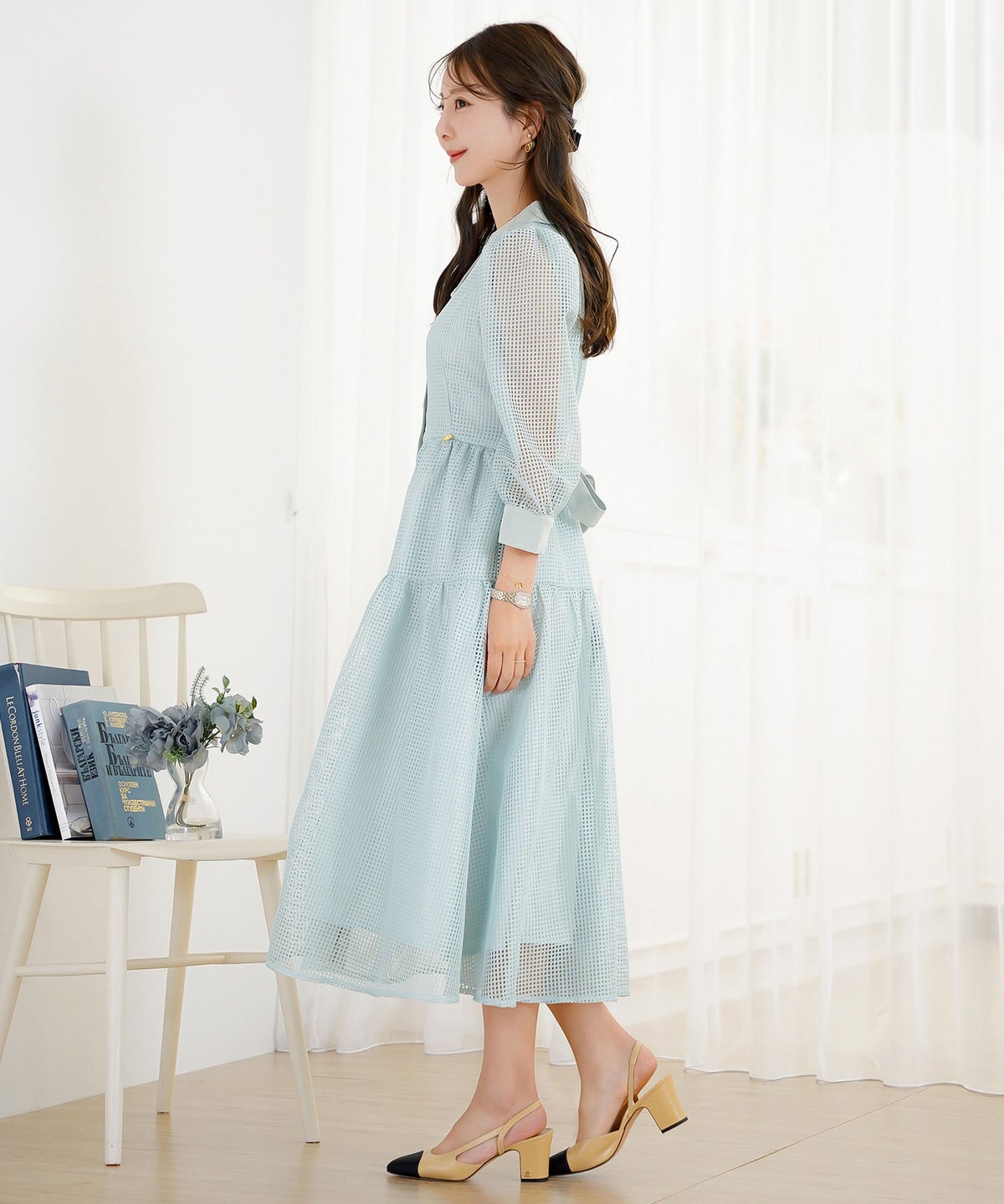 ワンピース レース メッシュレース 上品 エレガント 大人 きれいめ パール