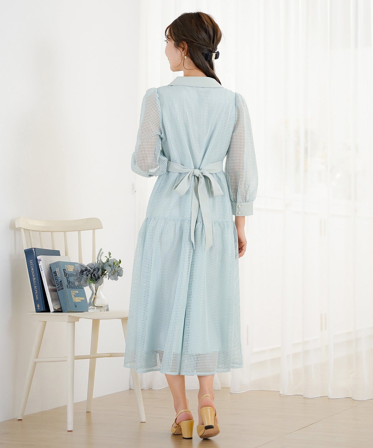 ワンピース レース メッシュレース 上品 エレガント 大人 きれいめ パール