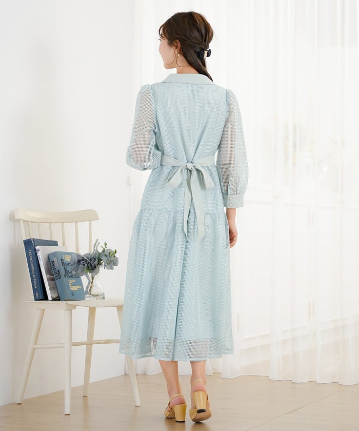 ワンピース レース メッシュレース 上品 エレガント 大人 きれいめ パール