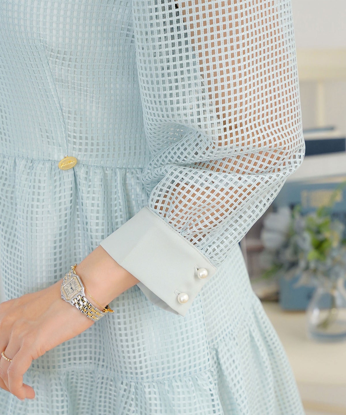 ワンピース レース メッシュレース 上品 エレガント 大人 きれいめ パール