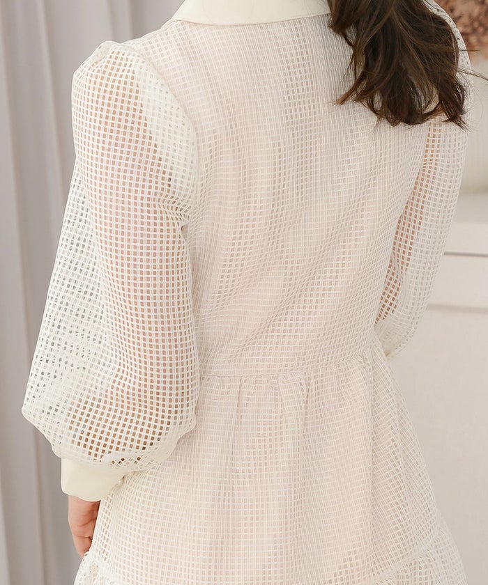 ワンピース レース メッシュレース 上品 エレガント 大人 きれいめ パール