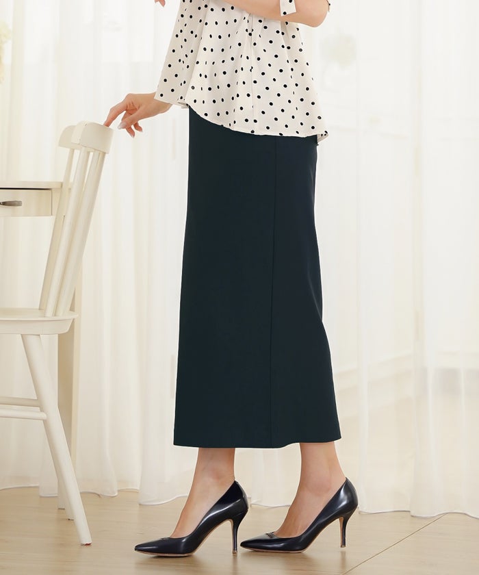 ボトムス スカート タイトスカート ナロースカート きれいめ 上品 エレガント 細身 スリット ポケット エンブレム ボタン ゴールド タイトめ ストレッチ ハイストレッチ 無地 ギンガム オールシーズン 秋 冬 春 夏