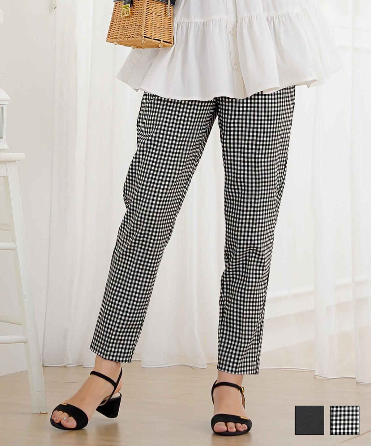 ハイストレッチ スクエア フラップ  テーパード パンツ le reve vaniller