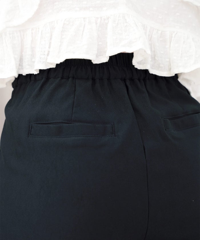 ボトムス テーパードパンツ パンツ きれいめ 上品 エレガント 細身 スリット ポケット エンブレム ボタン ゴールド タイトめ ストレッチ ハイストレッチ 無地 ギンガム オールシーズン 秋 冬 春 夏