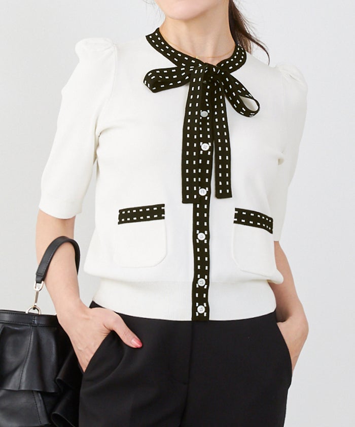 洗濯機可 マシンウォッシャブル UVカット 接触冷感 可愛い 上品 きれいめ オフィス フェミニン 夏 半袖 ジョイントスペース