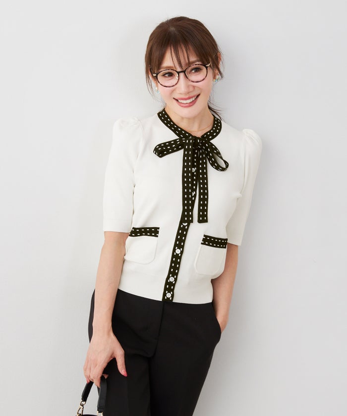 洗濯機可 マシンウォッシャブル UVカット 接触冷感 可愛い 上品 きれいめ オフィス フェミニン 夏 半袖 ジョイントスペース