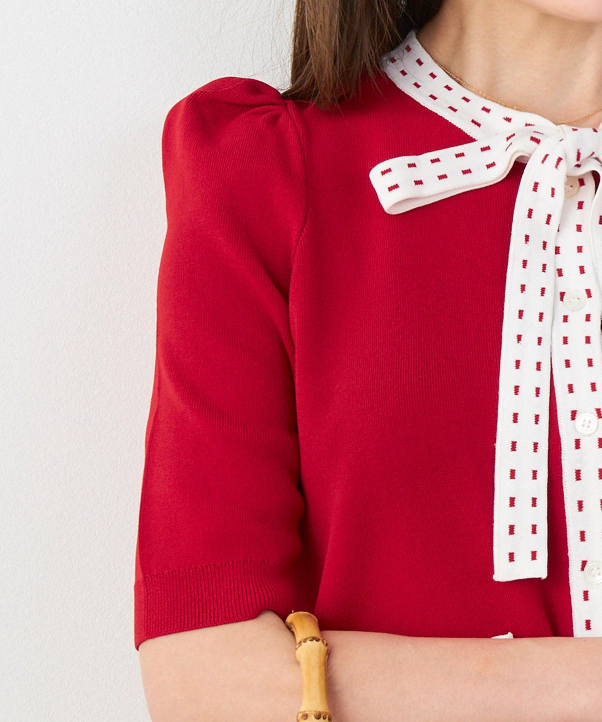 洗濯機可 マシンウォッシャブル UVカット 接触冷感 可愛い 上品 きれいめ オフィス フェミニン 夏 半袖 ジョイントスペース