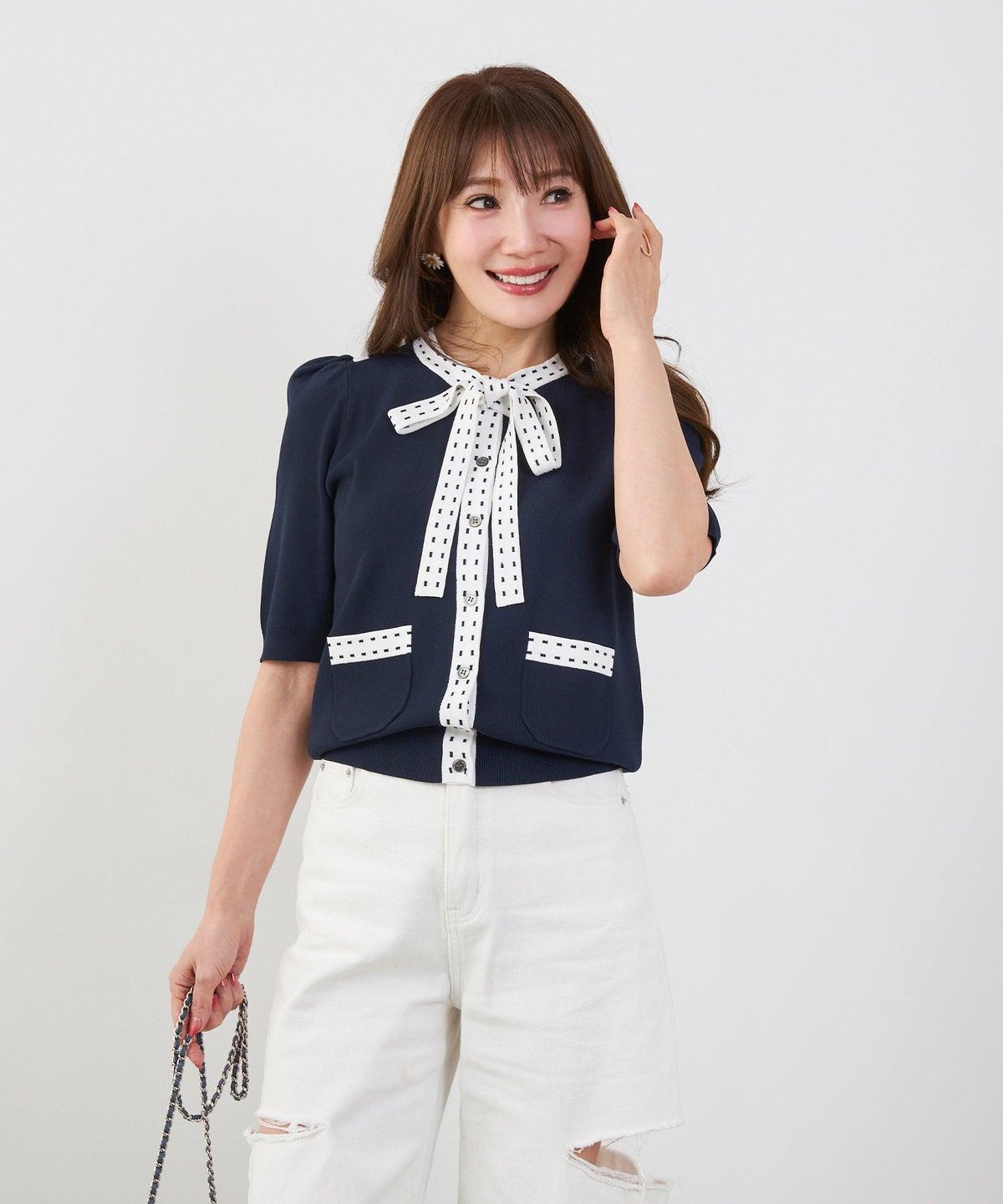 洗濯機可 マシンウォッシャブル UVカット 接触冷感 可愛い 上品 きれいめ オフィス フェミニン 夏 半袖 ジョイントスペース