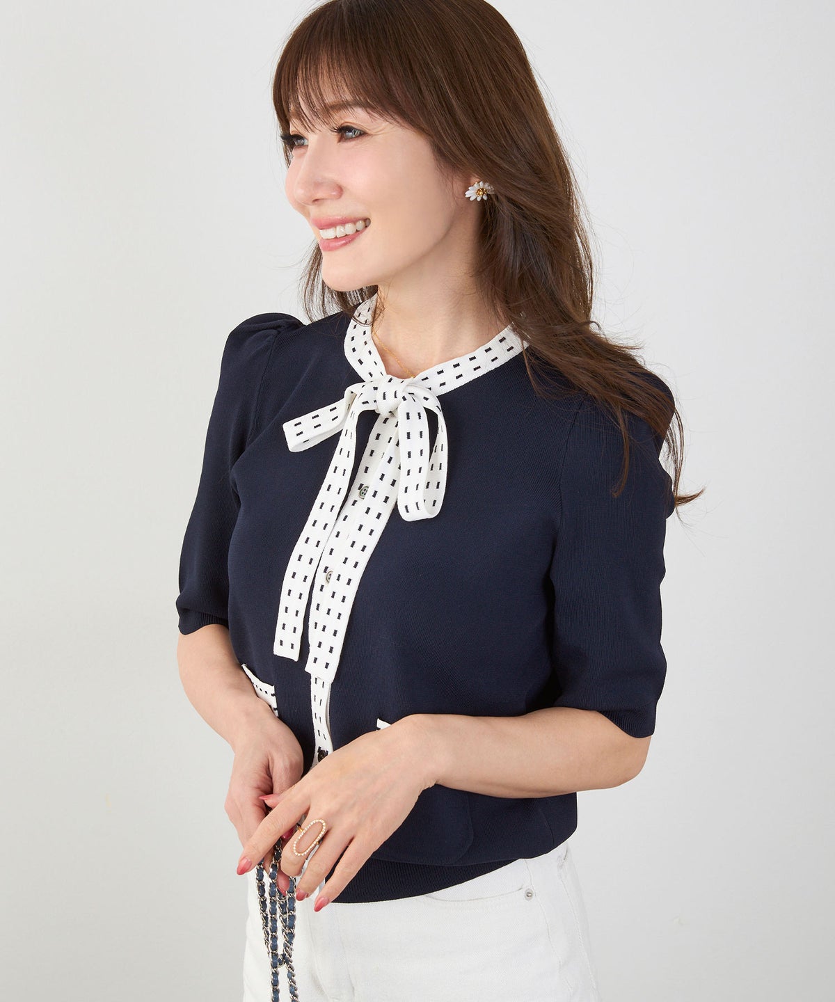 洗濯機可 マシンウォッシャブル UVカット 接触冷感 可愛い 上品 きれいめ オフィス フェミニン 夏 半袖 ジョイントスペース