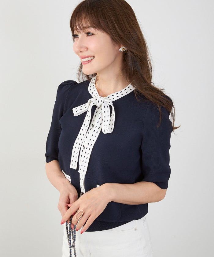 洗濯機可 マシンウォッシャブル UVカット 接触冷感 可愛い 上品 きれいめ オフィス フェミニン 夏 半袖 ジョイントスペース