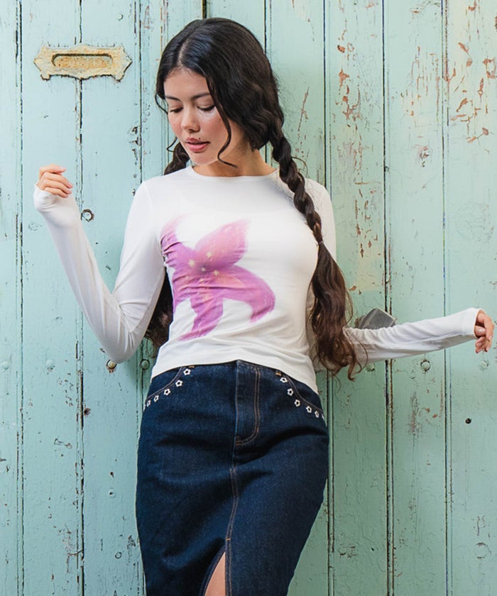  限定ノベルティ フラワープリントカットソー TINA：JOJUN