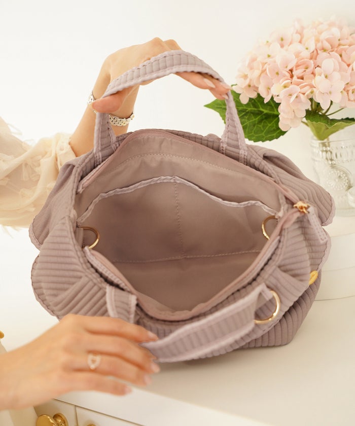 バッグ トートバッグ ミニバッグ 小さめ ファスナー フリル ヌビ キルティング ナチュラル ショルダー 子持ち ママ お出かけ ママバッグ