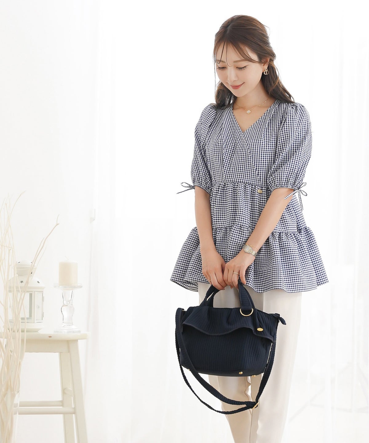 バッグ トートバッグ ミニバッグ 小さめ ファスナー フリル ヌビ キルティング ナチュラル ショルダー 子持ち ママ お出かけ ママバッグ