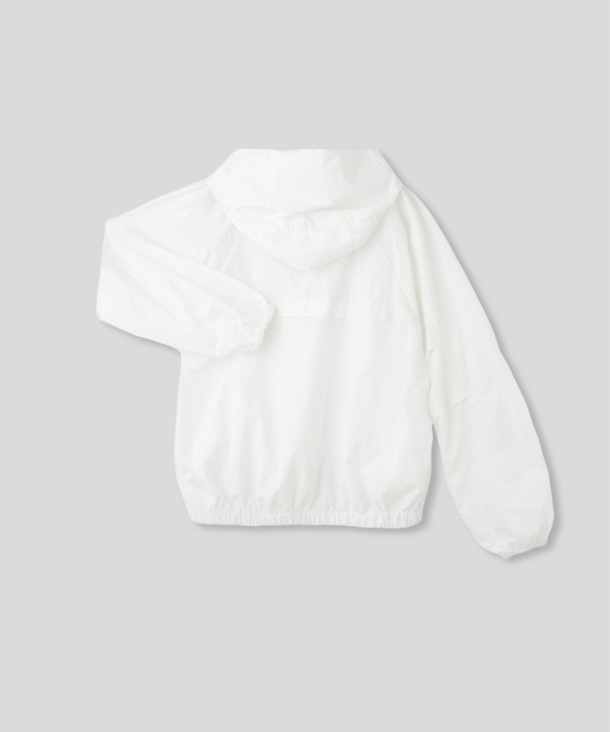 ［UＶカット］シアー ギャザリング フード ブルゾン KINO THE KEI ナイロンブルゾン フードブルゾン ライトアウター ショートブルゾン ナイロンジャケット フードジャケット ウィンドブレーカー ドローストリングブルゾン ドロストデザイン ギャザーネック スタンドネックブルゾン