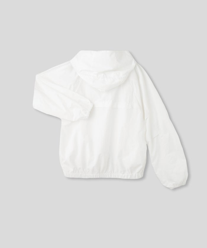 ［UＶカット］シアー ギャザリング フード ブルゾン KINO THE KEI ナイロンブルゾン フードブルゾン ライトアウター ショートブルゾン ナイロンジャケット フードジャケット ウィンドブレーカー ドローストリングブルゾン ドロストデザイン ギャザーネック スタンドネックブルゾン